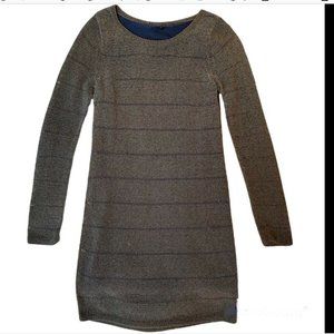Rag & Bone Bronze Metallic Open Knit Dress Long Sleeve w/ Navy  Size Medium